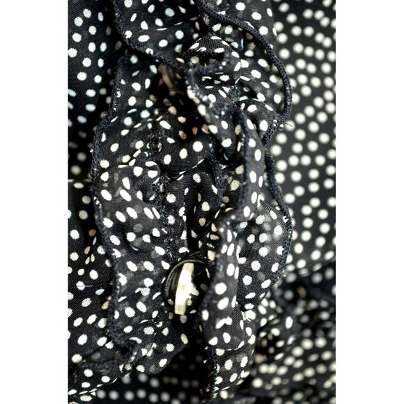 Mary McFadden Collection Mini Dot Ruffled Black & White Slip Dress BoHo Sz 14 - Picture 3 of 7